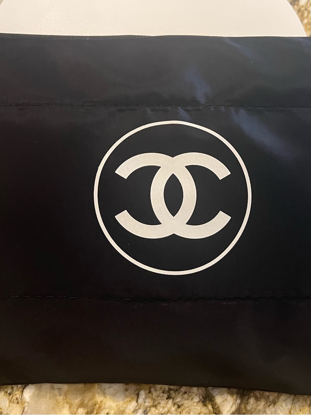 CHANEL Beaut Cosmetic Bag with White Interlocking CC Logo NWOT!